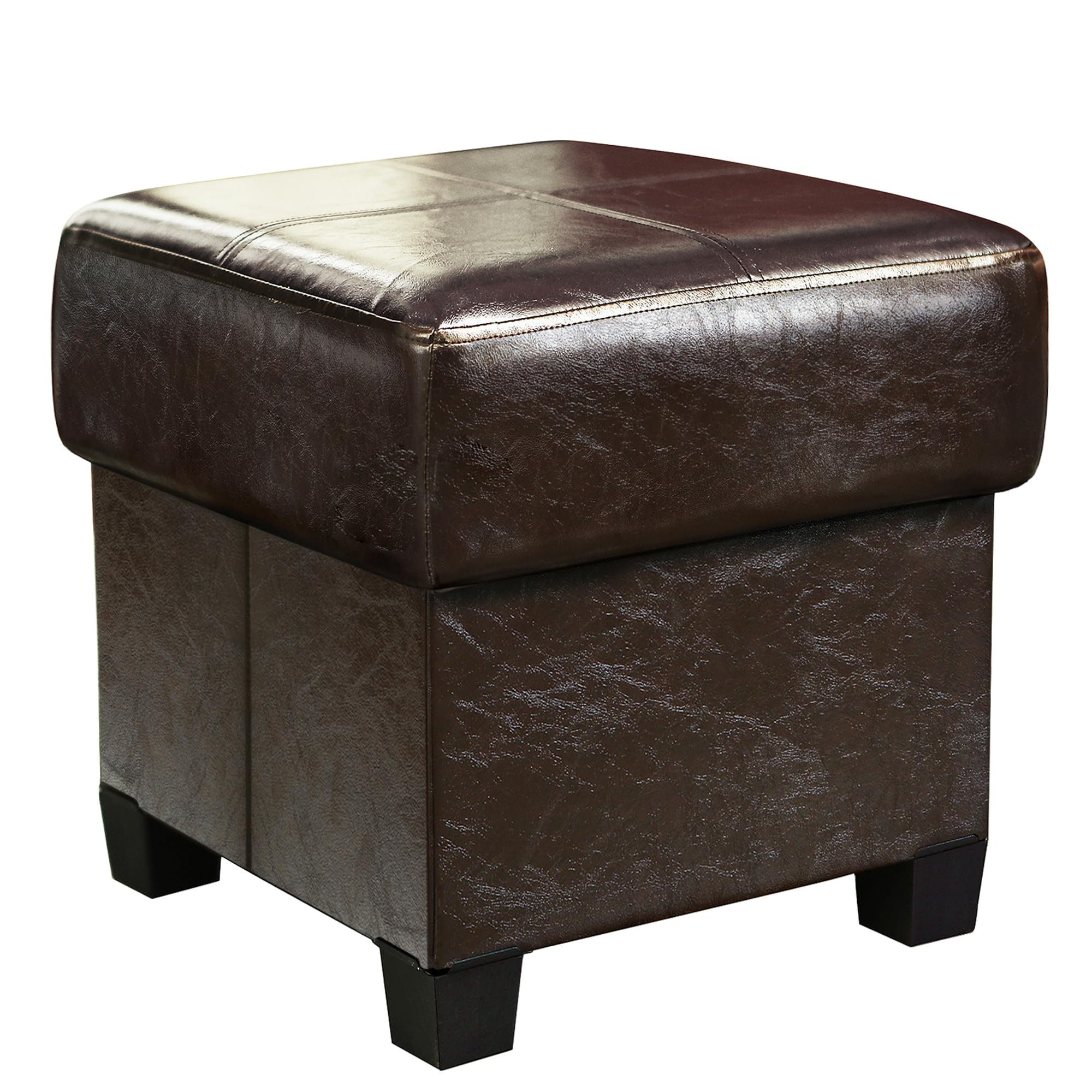Latitude Run Storage Ottoman Cube Folding Footstool PU Leather Storage Bench With Legs Toy Chest For Living Room Bedroom 15.7 X 15.7 X15.7 Inches Brown Wayfair